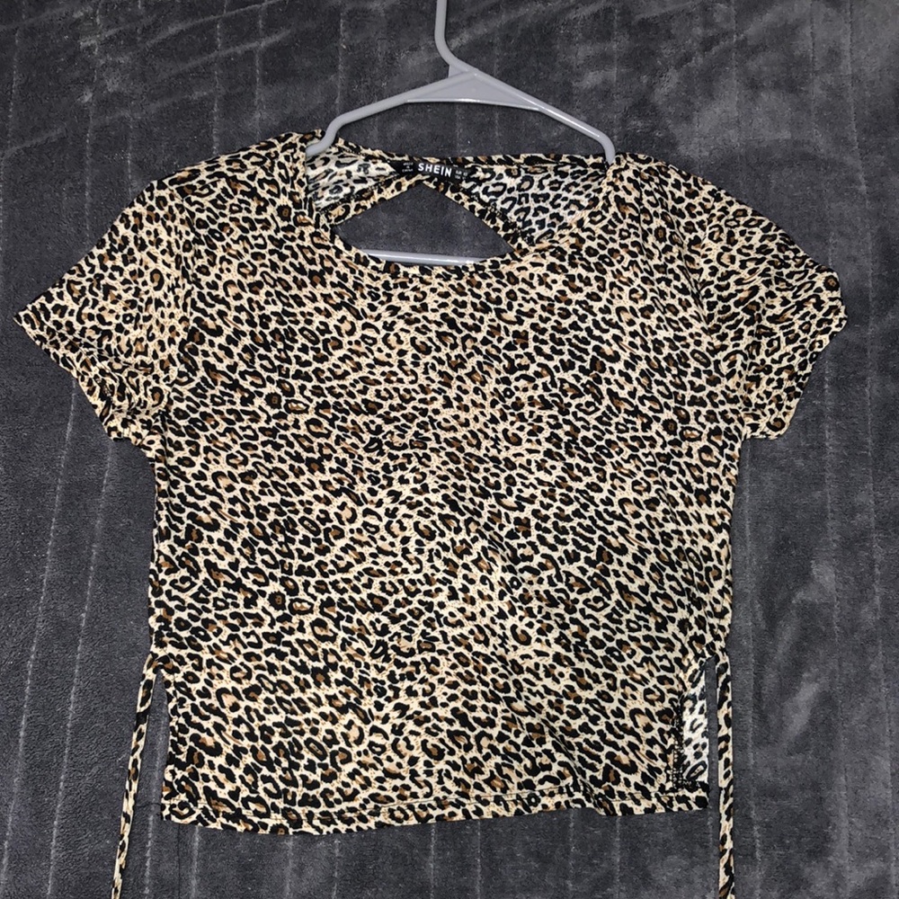 cheetah tie/open back top